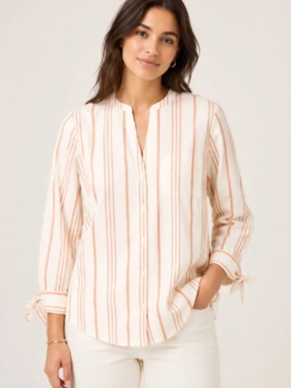 J.Crew Factory Striped Button-Up Shirt with‎ Sleeve Ties - Size M - NWT